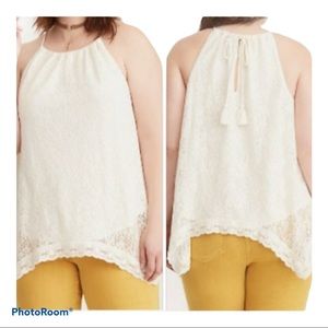 Torrid Asymmetrical lace rope neck tank top size 2